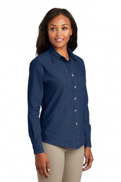 Female Denim Long Sleeve shirt Regatta Blue including Whitson's embroidered Logo